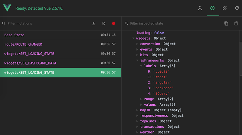 Time travel with VueX tools