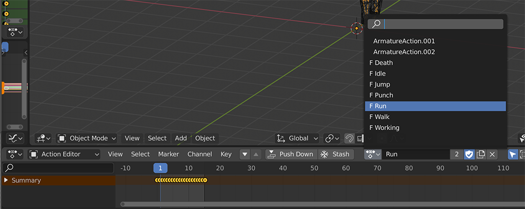 Blender UI - Animations Menu